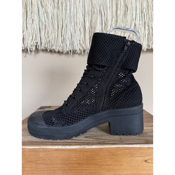 Free People X Jeffrey Campbell Ricki Hiker Boot Black Mesh Block Heel Size 8 - Picture 11 of 16